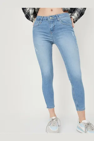Max Collection Women Mid-Rise Low Distress Light Fade Jeans