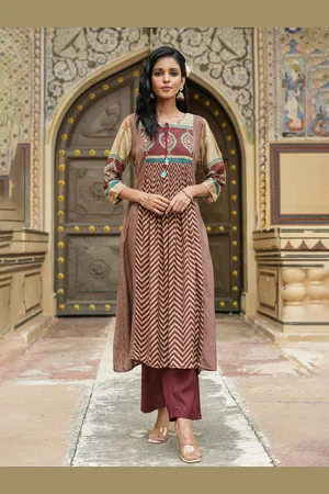 SCAKHI Printed Ajrakh A-Line Tunic With Trouser