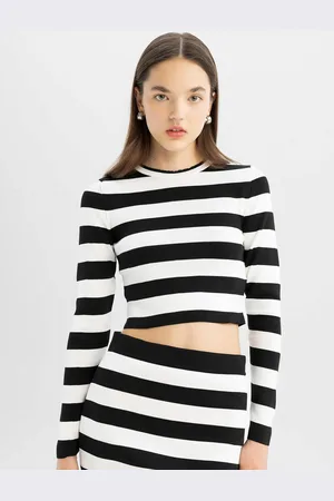 DeFacto Women Striped Crop Pullover