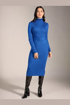 20Dresses Women Bodycon Midi High Neck Dress Comes with a belt