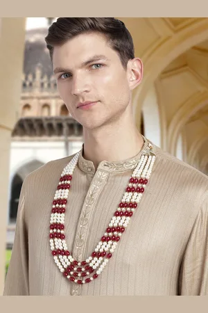 Peora Men Gold-Plated Beaded Necklace