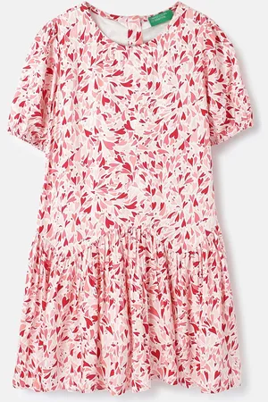 Benetton Girls Floral Print Drop-Waist Dress