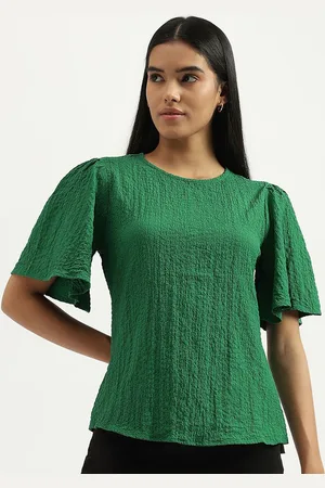 Benetton Women Self Design Round Neck Top