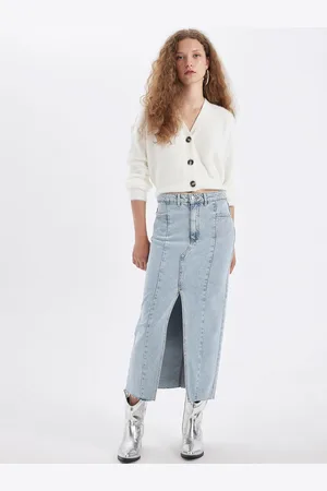 DeFacto Women Pure Cotton Straight Midi Skirts