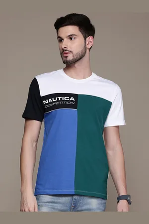 Nautica Men Colourblocked Pure Cotton T-shirt