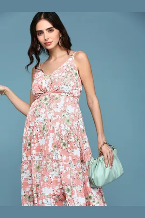 SHOWOFF Women Floral V-Neck Crepe Maxi Dress