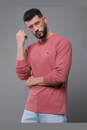 Difference of Opinion Men Solid Popcorn Structure Long Sleeve Crew Neck T-Shirt