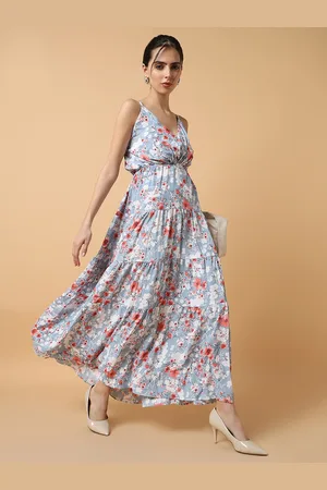 SHOWOFF Women Floral Printed Tiered Crepe Maxi Dress