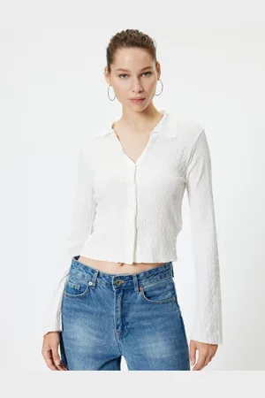 Koton Women Mandarin Collar Pockets T-shirt