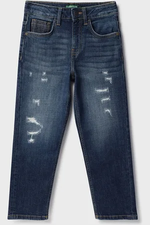 Benetton Boys Straight Fit Mildly Distressed Light Fade Jeans