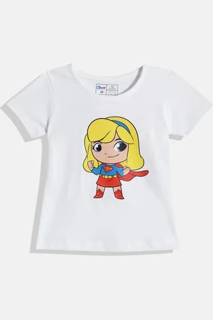 Eteenz Girls Supergirl Printed Cotton T-shirt