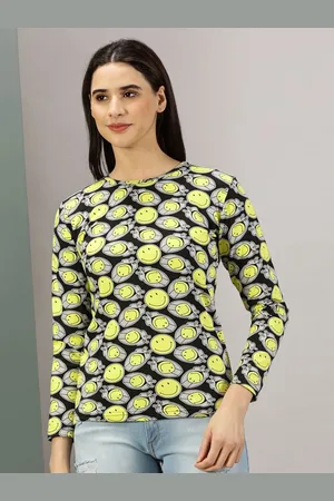 Rodzen Women Abstract Printed Round Neck Cotton T-shirt