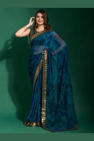 Sangria Embellished Tie and Dye Sequinned Saree