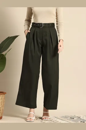 Mast & Harbour Women Pleated Trousers with Belt