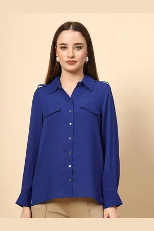 Gipsy Women New Spread Collar Solid Casual Shirt
