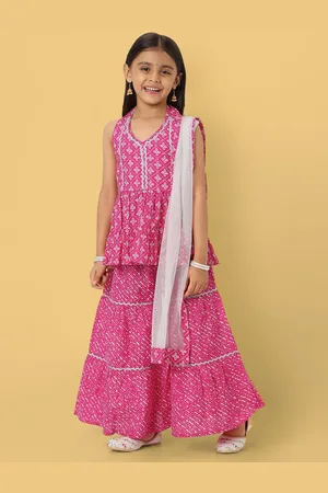 Nauti Nati Girls Printed Sleeveless Sharara Set with Dupatta