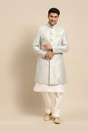 KISAH Men Ethnic Motif Woven Design Indowestern Sherwani Set