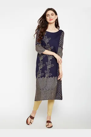 BE INDI Women Blue Floral Printed Kurta