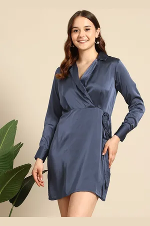 Mast & Harbour Satin Wrap-Style Mini Dress