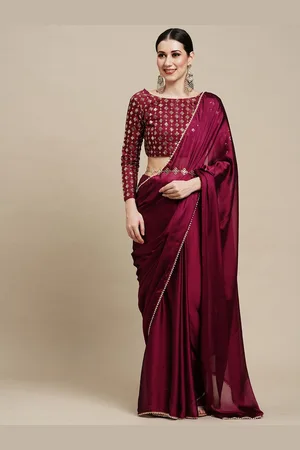 Kalini Women Solid Embroidered Celebrity Saree With Blouse Piece