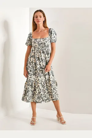 Bianco Lucci Puff Sleeve Empire Floral Midi Dress