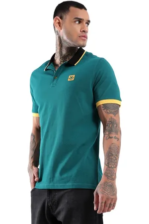 WROGN Men Solid Polo Collar Pure Cotton Slim Fit T-Shirt