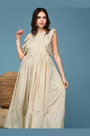 SHOWOFF Women Yellow Chiffon Maxi Maxi Dress
