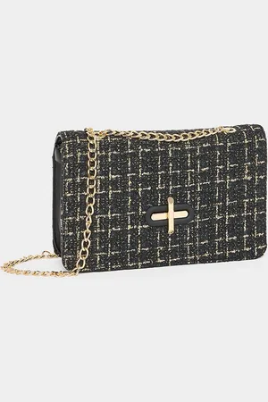 Styli Women Textured Tweed Shoulder Bag