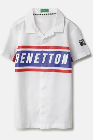 Benetton Boys Classic Typography Printed Cotton Casual Shirt