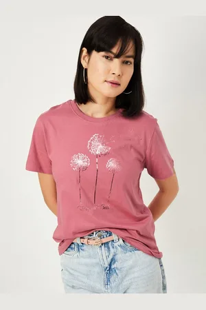 Max Collection Women Floral Printed Round Neck Cotton T-shirt