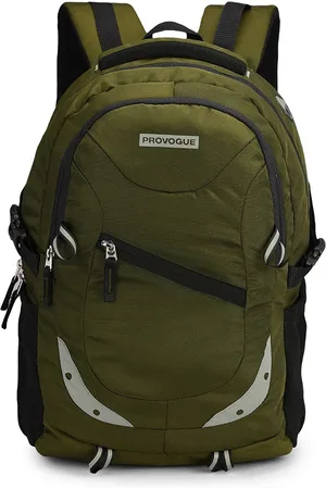 Provogue Unisex Olive Green Brand Logo Backpack with Reflective Strip