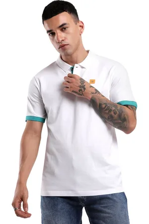 WROGN Men Solid Polo Collar Cotton Slim Fit T-Shirt
