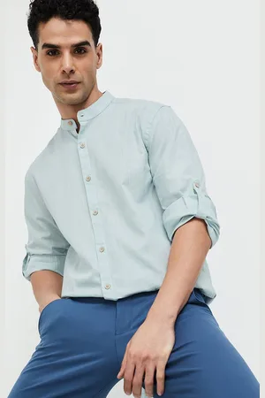 Lifestyle Men Mandarin Collar Casual Shirt