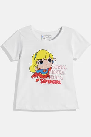 Eteenz Girls Supergirl Printed Cotton T-shirt
