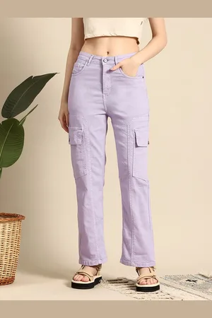 Mast & Harbour Women Cargo Style Straight Fit Stretchable Jeans