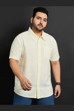 Bigbanana Plus Size Grid Tattersall Checks Seersucker Pure Cotton Casual Shirt