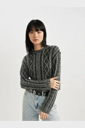 DeFacto Women Cable Knit Crop Pullover