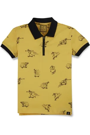 Gini and Jony Boys Conversational Printed Polo Collar Cotton T-shirt