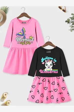 HERE&NOW Girls Pack of 2 Graphic Print fit and flare dress