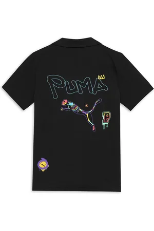 PUMA Boys Standard Spread Collar Graphic Printed Cotton Casual Shirt