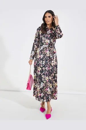 Styli Women Floral Print Long Sleeve Shirt Maxi Dress
