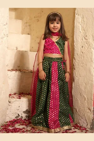 AJ DEZINES Girls Woven Design Ready to Wear Lehenga & Blouse With Dupatta