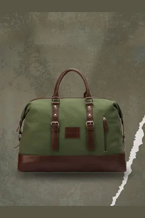 Police Medium Leather & Canvas Casual Duffel Bag