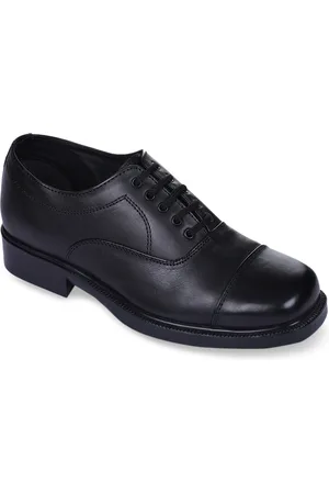 Liberty Men Black Solid Leather Formal Oxfords
