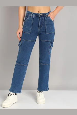 Nifty Women Relaxed Fit High-Rise Clean Look Stretchable Cargo Style Jeans