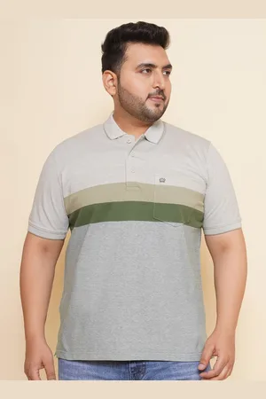 John Pride Men Plus Size Colourblocked Polo Collar Pocket T-shirt