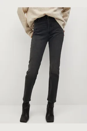 MANGO Women Black Sustainable Slim Fit High-Rise Clean Look Stretchable Jeans