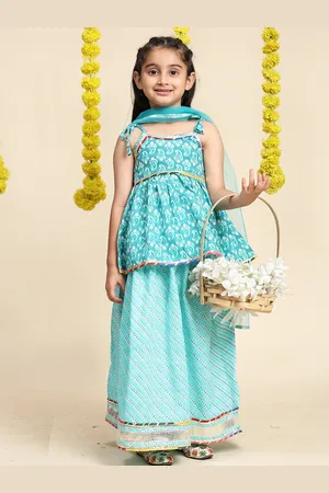 Cutiekins Girls Paisley Printed Cotton Ready to Wear Lehenga & Blouse With Dupatta