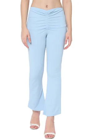 BAESD Women Relaxed Straight Leg Skinny Fit Mid-Rise Wrinkle Free Trousers