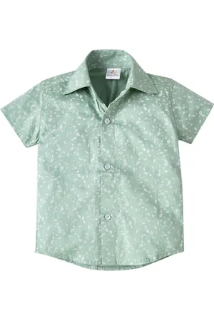 Babywish Unisex Kids Standard Spread Collar Floral Printed Cotton Casual Shirt